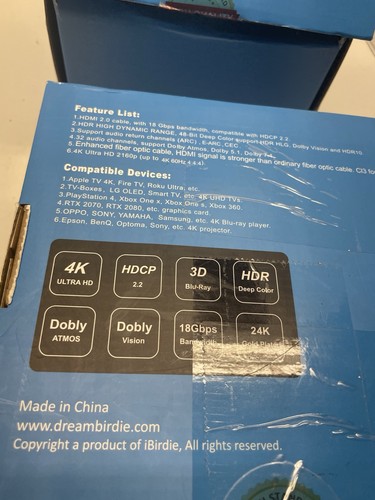 iBirdie Cavo HDMI Fibra Ottica 4K - 100 Metri - 4K 60Hz 300ft Nuovo - Foto 6 di 6