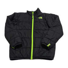 The North Face Boys Black/Green Insulated Puffer Jacket Full Zip L 14/16