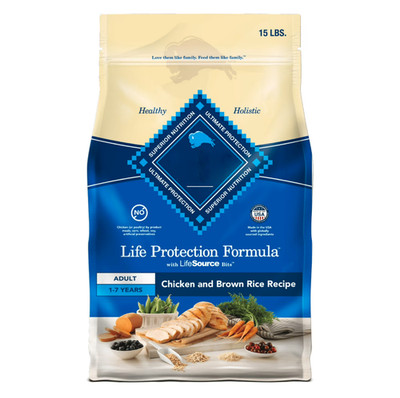adult dry dog food chicken & brown rice 15 lb bag