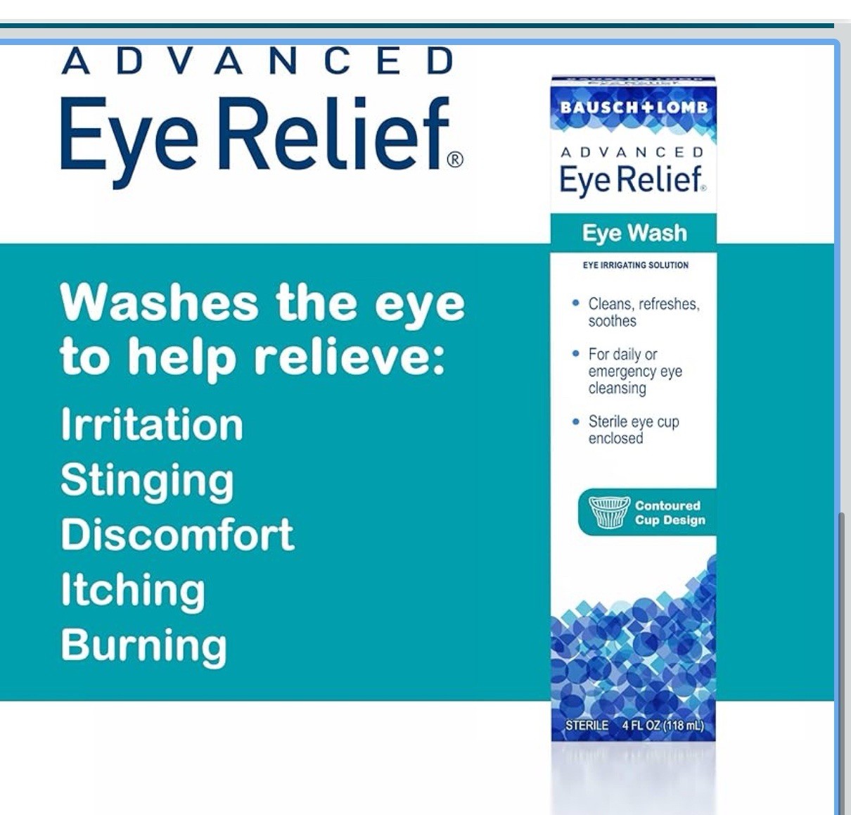Bausch & Lomb Advanced Eye Relief Eye Wash, 4 fl oz Free Shi