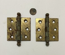 Matching pair Antique vintage Solid brass door Hinges - Old Surface
