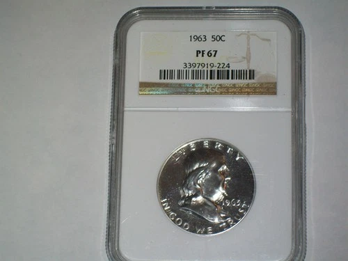 1963 P 50c Franklin Half Dollar NGC Certified PF 67 US 90% Silver