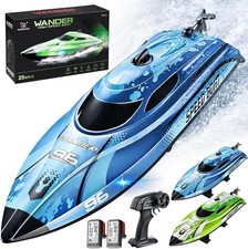 RC Boot 25 km/h, 2,4 GHz High Speed Ferngesteuertes Boot mit LED, 2