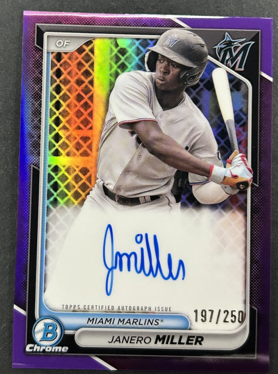 2024 Bowman Chrome - Janero Miller #CPA-JM Miami Marlins - Purple AUTO /250