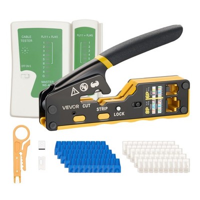 VEVOR Crimping Tool Ethernet Crimper for RJ45/RJ11/RJ12 4/6/8-Pin Modular Plugs