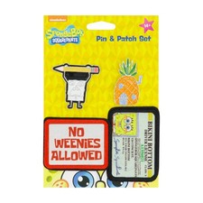 Spongebob Squarepants 4-Piece Pin and Iron On Patches, Embroidered Applique for