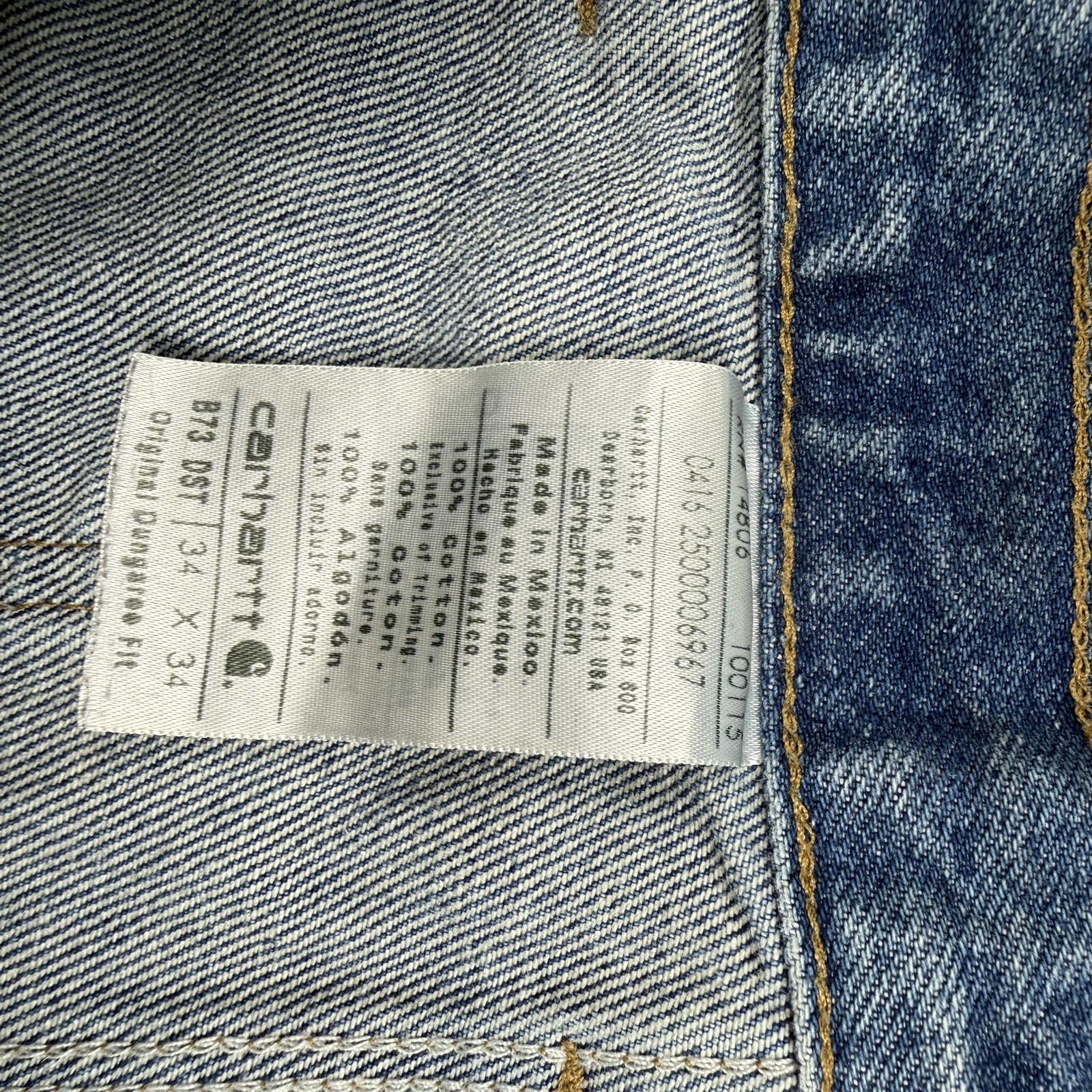 Carhartt B73 DST Double Front Jeans Mens 34x34 Blue Denim Workwear Carpenter thumbnail 4