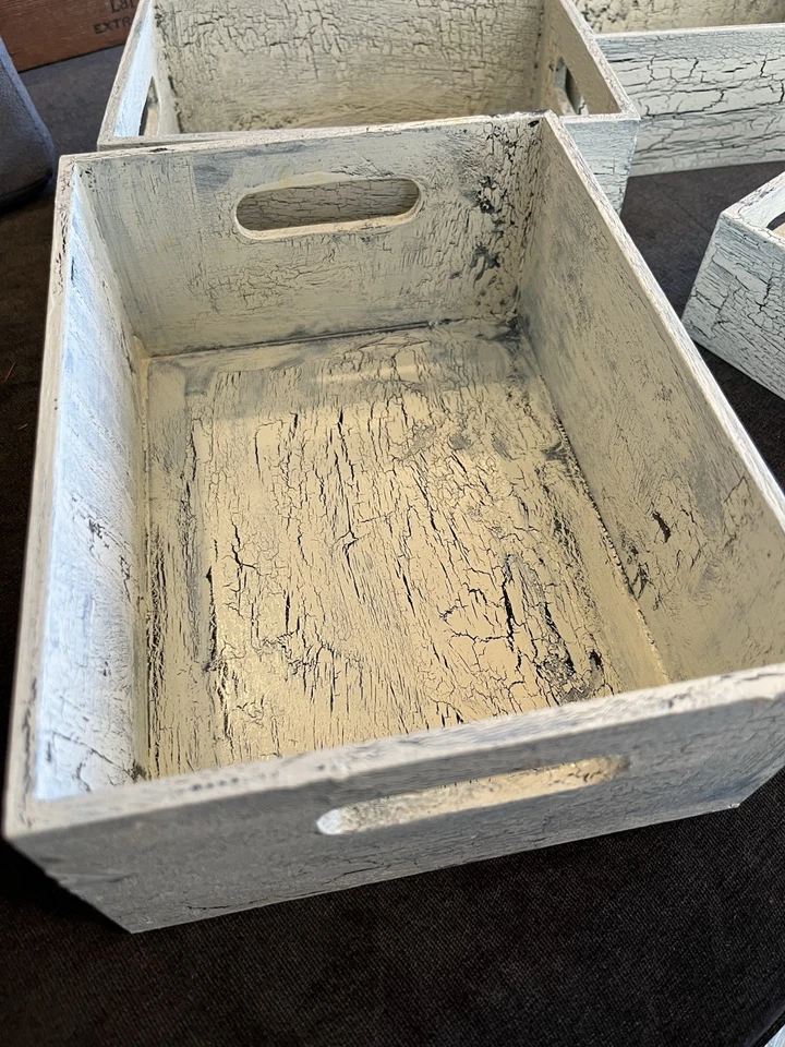 Nesting Storage Boxes Wood, Crackle Finish - Image 2 of 4