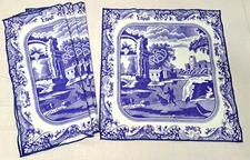 4 Vintage Genuine Spode "Blue Italian 1816" Napkins Imari Border Gothic Castle