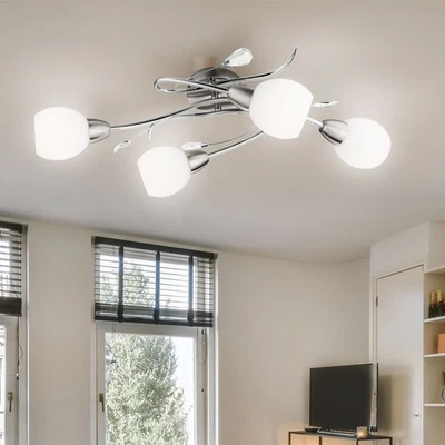 Deckenleuchte Spotlampe Wohnzimmerleuchte LED Dekoblätter Kristall Glas opal - Bild 1 von 4