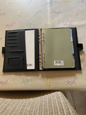 Filofax ''City'' schwarz echt gebundenes Leder persönlicher Organizer/liniertes Notizpapier.