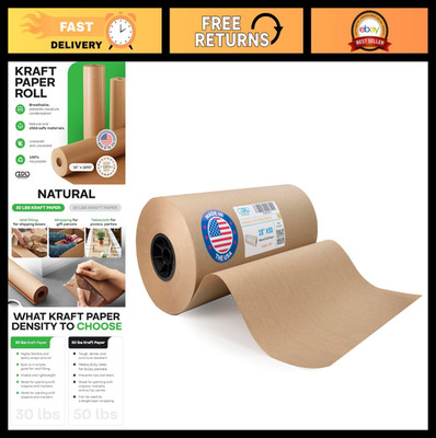 Large Brown Kraft Paper Roll 18'' x 1200 ft - Eco-Friendly Packing & Craft Paper