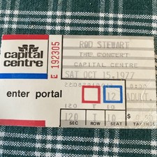 Rod Stewart 1977 Concert Ticket Stub Capital Centre. Coke ad on back!