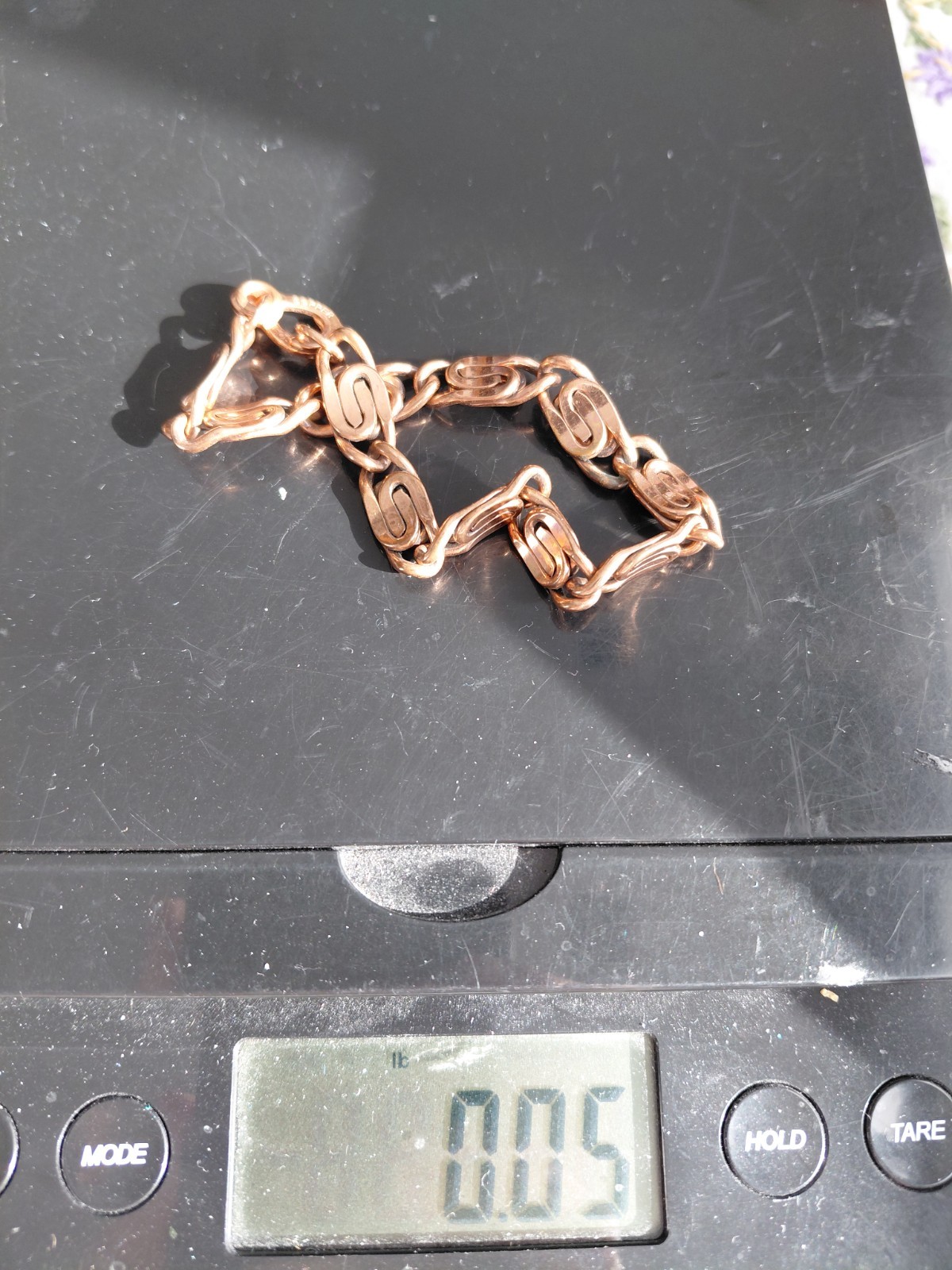 Solid Copper Scroll Chain Bracelet With Sister Cl… - image 2