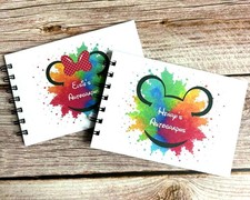 A6 Personalised Colourful Disney Autograph Book, Disneyland, World, Cruise, Trip