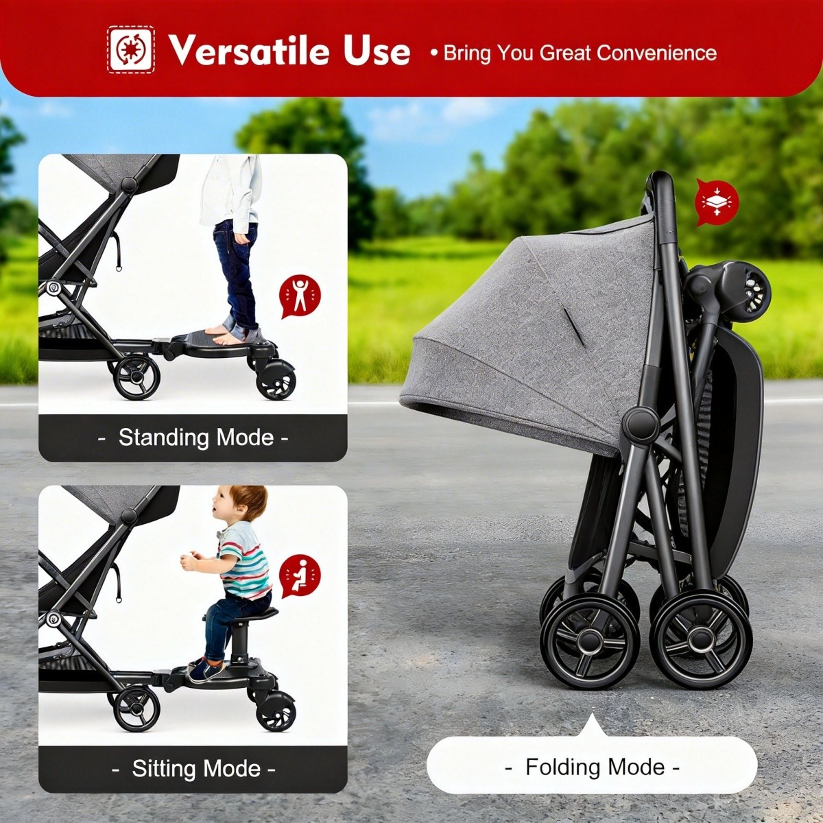 Buggy Board 2 in 1 Universale con Sedile Rimovibile foto 6