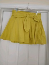 Maeve By Anthropology lime/neon yellow Pleated Skirt with Bow Tie Waist Size M/P