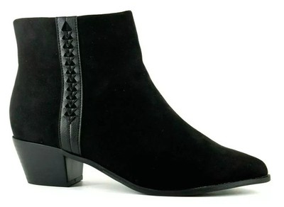 Evans Arrow Damen-Stiefeletten UK 7 EEE extrabreit schwarz spitz zulaufend Reißverschluss