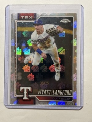 2026 Topps Series 2 Wyatt Langford Orange Sandglitter #383 Rangers 35/75