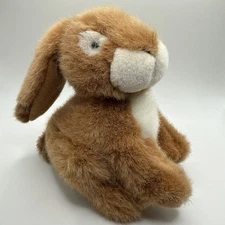 Russ Berrie & Co No.107 Buffy Plush Brown & White Sitting Bunny Rabbit 6"
