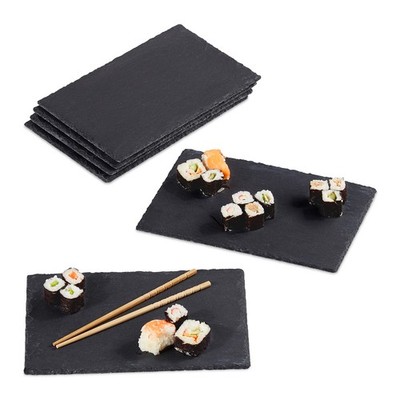 Schieferplatte Schiefer Servierplatte Servierplatten Set 6 Stück 30 x 20 cm