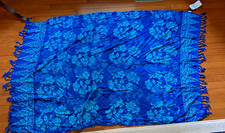 Vintage Blue Sarong Pareo Hawaiian Hibicus Print 62"X40"
