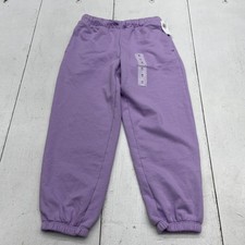 Old Navy Sweatpants Youth Medium 8 Purple Fleece Joggers Elastic Cuff Pull On