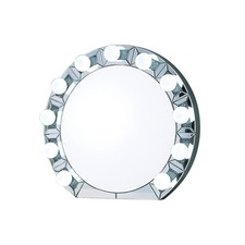 32in Mirrored Faux Diamonds Accent Mirror Wall Decor, Light Function