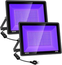 2 Pack 400W LED Black Flood Lights Outdoor Blacklight with Plug