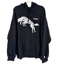 New Wrangler 75th Anniversary Hoodie Sweatshirt Men's XXL Black Western Cowboy
