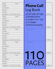 Phone Call Log Book: Large Voice Mail/Message Tracking Book, Home  Office Call
