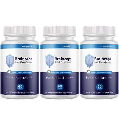 Braincept Brain & Focus Formula, (3-Pack) Official Calm Nervous System Support