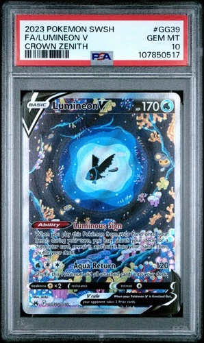 2023 POKEMON SWORD & SHIELD CROWN ZENITH #GG39 FULL ART/LUMINEON V PSA 10