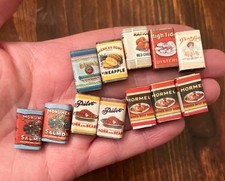 Vintage 1/12 Dollhouse 12 Piece Miniature Retro Pantry Food Boxes Duplicates