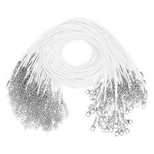 100 Pack 18" Waxed Necklace Cord, 1.5mm Bracelet Cord with Lobster Clasp White 