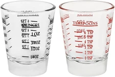 Set of 2 Measuring Shot Glasses, 1oz 30ml Marks for Espresso & Bar