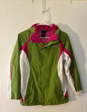 North Face Jacket Girls Lime Green full zip windbreaker full zip Size L  14-16