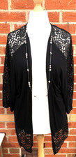 SO FABULOUS Size 14 16 Black Lace Cardigan Thin Knit Evening Excellent L9