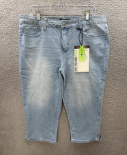 D Jeans Womens 16W Blue Denim Pedal Pusher St...