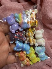 10 pcs Glass Bear Beads, Multicolor Mixed Lot, Glossy Finish Loose Beads