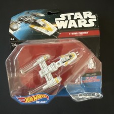Hot Wheels Star Wars Y-Wing Fighter Gold Leader 2015 Die Cast NEW in Box