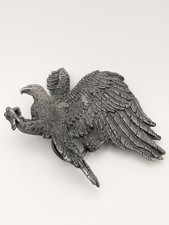 Vtg Eagle Belt Buckle Patriotic Military Western Biker Bergamot Brass Pewter '80