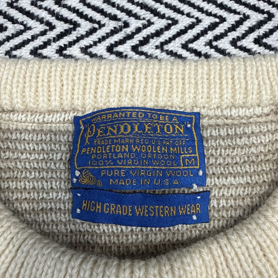 VTG Pendleton MENS MEDIUM Chief Joseph Virgin Wool Sweater USA Western Aztec - Image 3 of 4