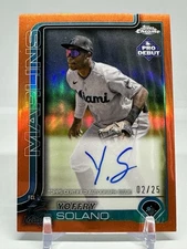 2025 Topps Pro Debut Yoffry Solano Orange Chrome Refractor On Card Auto /25
