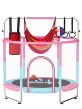 55" Trampoline for Kids 55IN Toddler Trampolines Indoor/Outdoor with Adjustab...