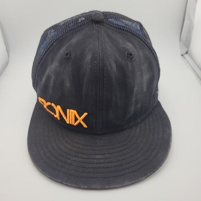 Ronix Hat Cap Fitted Mens 7 1/4 Black Orange Embroidered Mesh Trucker Wakeboard