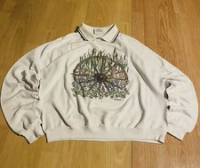 Vintage Morning Sun Nature Graphic Pullover Sweatshirt XL White Crew Neck
