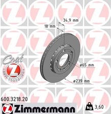 2x ZIMMERMANN Bremsscheibe COAT Z 600.3218.20 für FABIA VW SKODA POLO 1LM 1LB 4