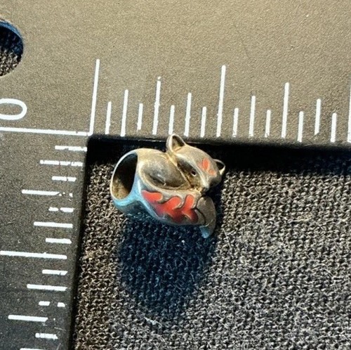 CHAM CN 925 Sterling Silver Bead Charm Fox Sleeping Orange Markings Chamilia - Picture 2 of 8