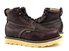 MENS PATRON BOTAS DE TRABAJO GENUINE LEATHER DARK BROWN SOFT TOE WORK BOOTS